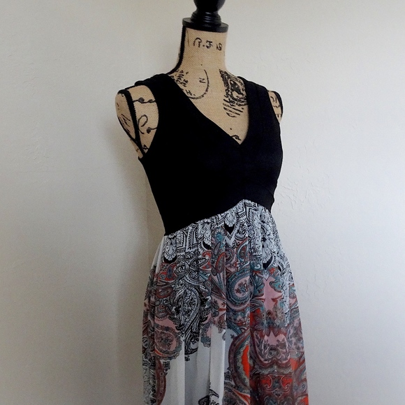 Boho Mandala Paisley Floral Bailey Blue Maxi Dress - Picture 2 of 8